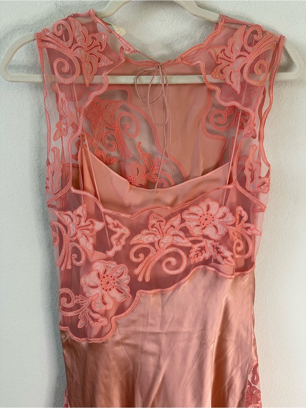 ULLA JOHNSON Kaia Open-Back Asymmetric Lace Silk Midi Pink Dress SZ US 6 - Picture 10 of 11